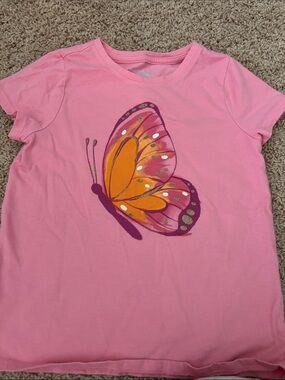 Cat & Jack Pink Tee with Orange & Purple Butterfly
